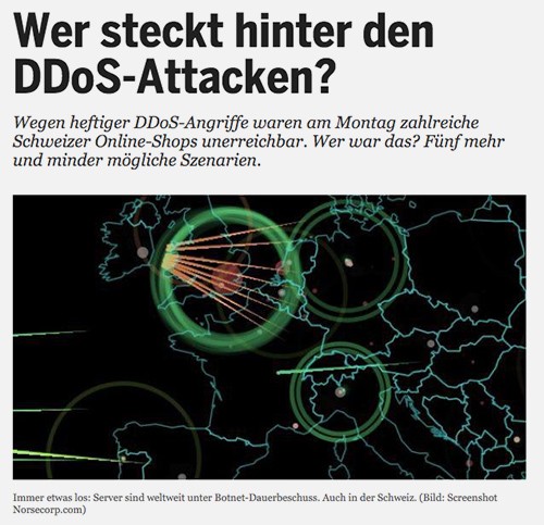 Angriffe, wie sie diesen Frühling prominent in der Schweiz ausgeführt wurden, wehren die IT-Security-Mitarbeiter von Swisscom mit ihren Anti-DDoS-Diensten auch für Kunden ab. (Bild: Screenshot 20minuten.ch)