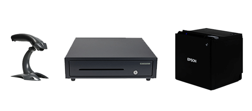 Scanner, cash drawer and receipt printer as accessories