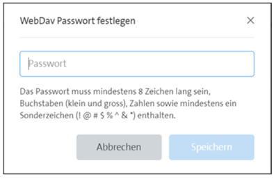 WebDav Passwort neu setzen Screenshot
