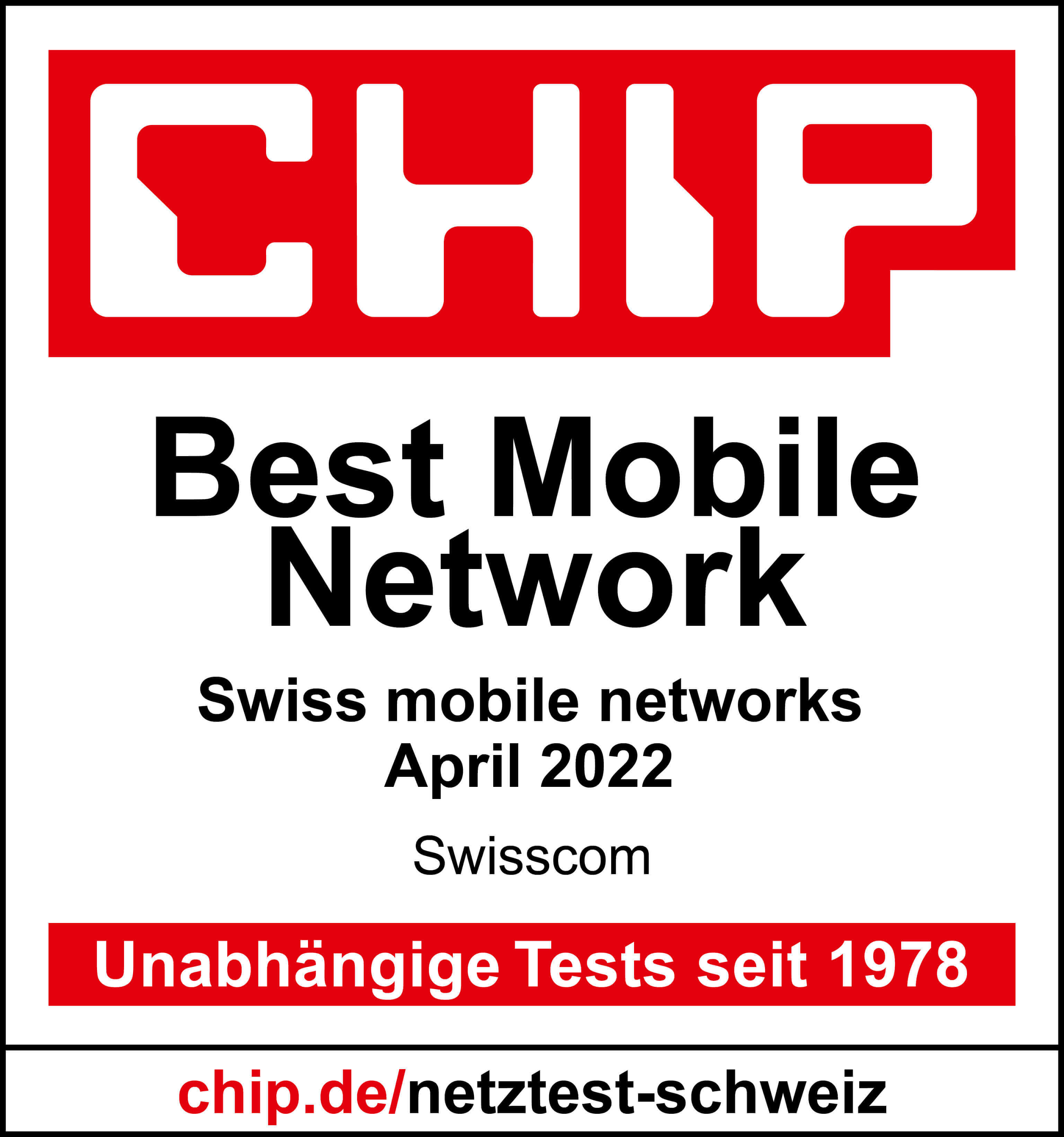 Test winner 2022 Chip Mobile Network Switzerland