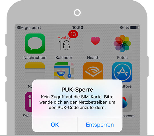 SIM Karte entsperren, PUK-Code und SIM-Pin vergessen | Swisscom